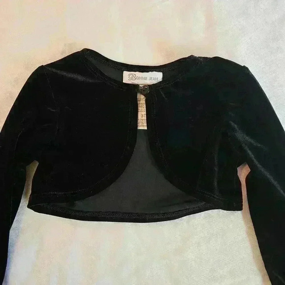 Bonnie Jean Other - Elegant Black Velvet Cropped Jacket for Girls